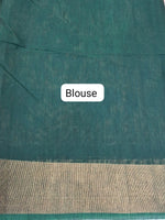Olive Green Ikkat Silk Cotton Saree blouse