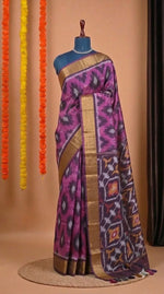 Pink Ikkat Silk Cotton Saree 
