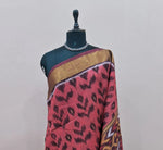 Brick Red Ikkat Silk Cotton Saree 1