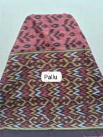 Brick Red Ikkat Silk Cotton Saree pallu