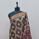Mehandi Green Ikkat Silk Cotton Saree 1