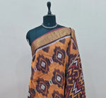 Orange Ikkat Silk Cotton Saree 1