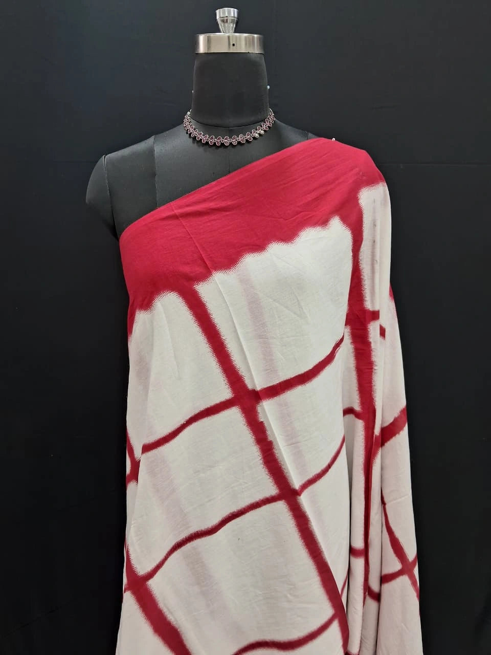 Bold Red & White Checkered Mulmul Cotton 