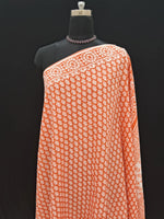 White & Tangerine Mulmul Cotton