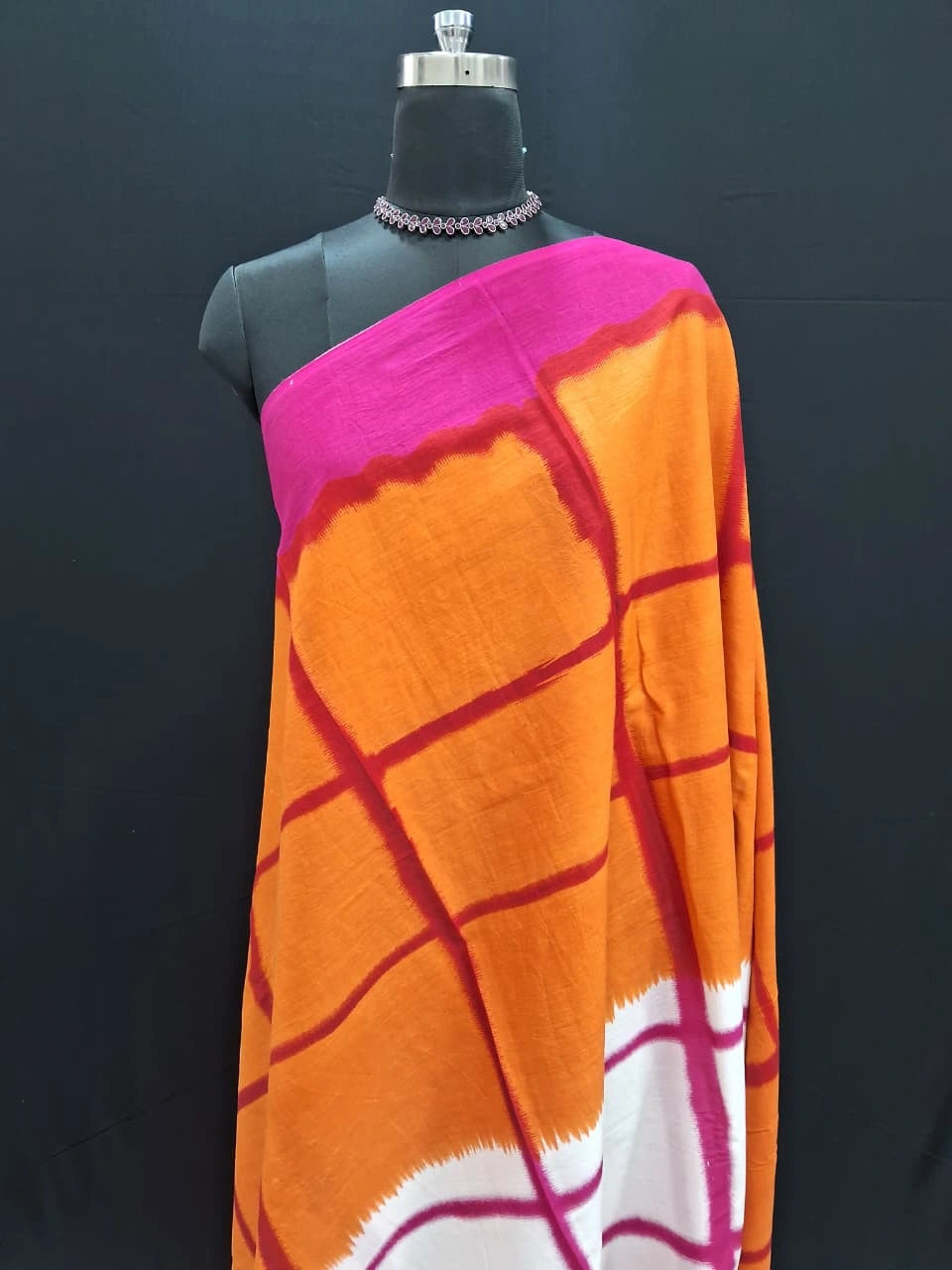 Shaded white and orange Mulmul Cotton