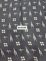 Red & Indigo Zigzag Pattern Mulmul Cotton Saree blouse