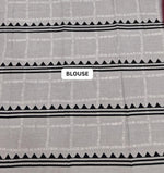 Maroon & White Leaf Print Mulmul Cotton Saree blouse