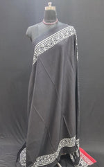 Black & White Mulmul Cotton Saree