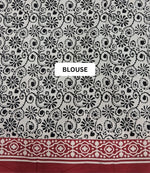Black & White Mulmul Cotton Saree blouse