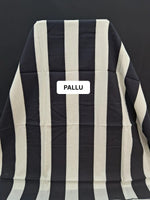 Elegant Black & White Striped Mulmul Cotton Saree pallu