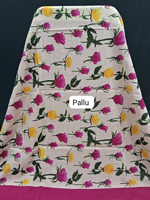 Cream Mulmul Cotton Saree with Vibrant Pink & Orange Floral Prints pallu
