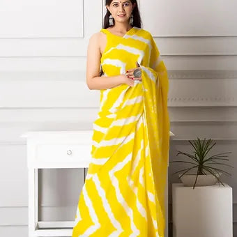 Yellow Mulmul Cotton Saree