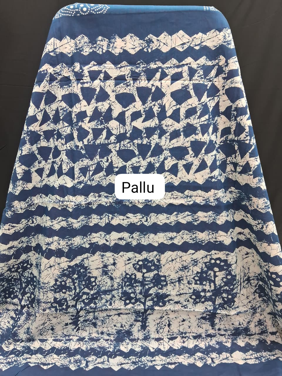 Ocean Blue Mulmul Cotton saree pallu