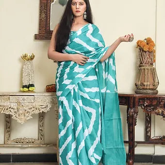 Sky Blue Mulmul Cotton Saree