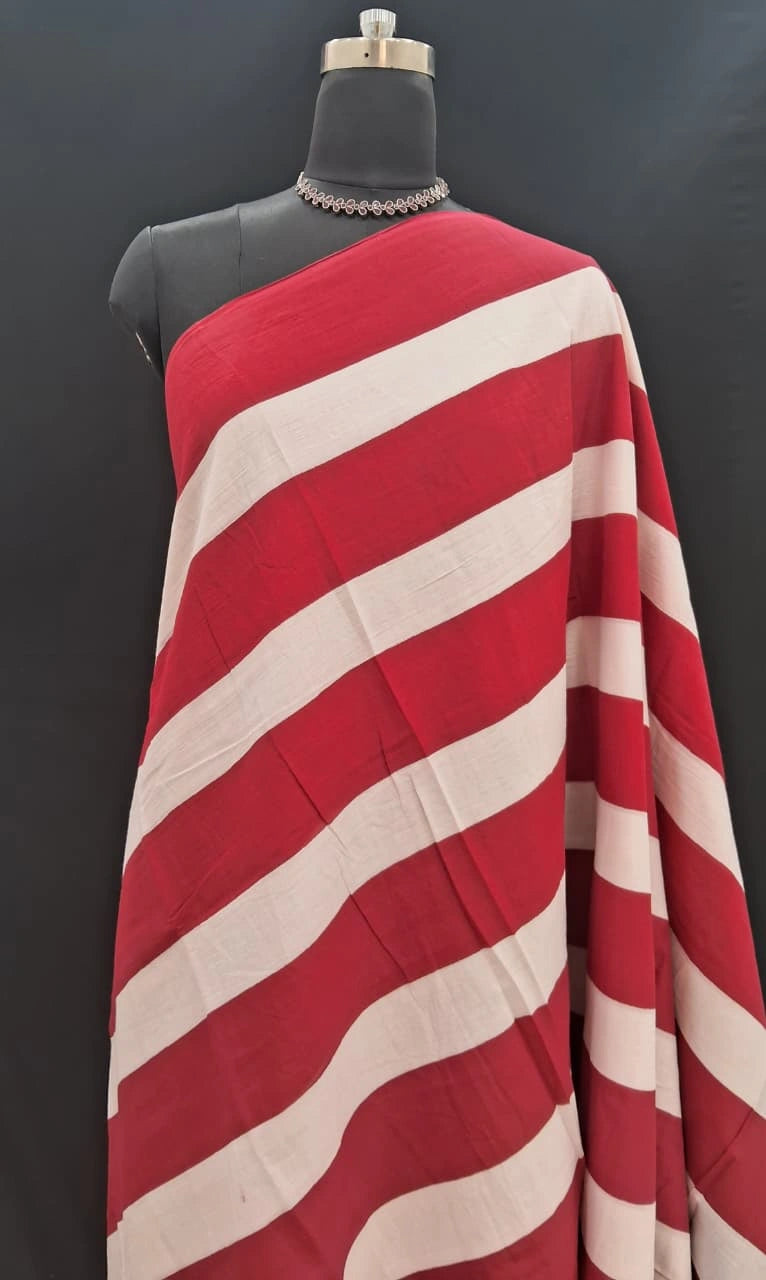 Bold Stripes in Scarlet & Ivory – Mulmul Cotton 