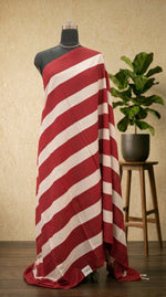 Bold Stripes in Scarlet & Ivory – Mulmul Cotton Saree