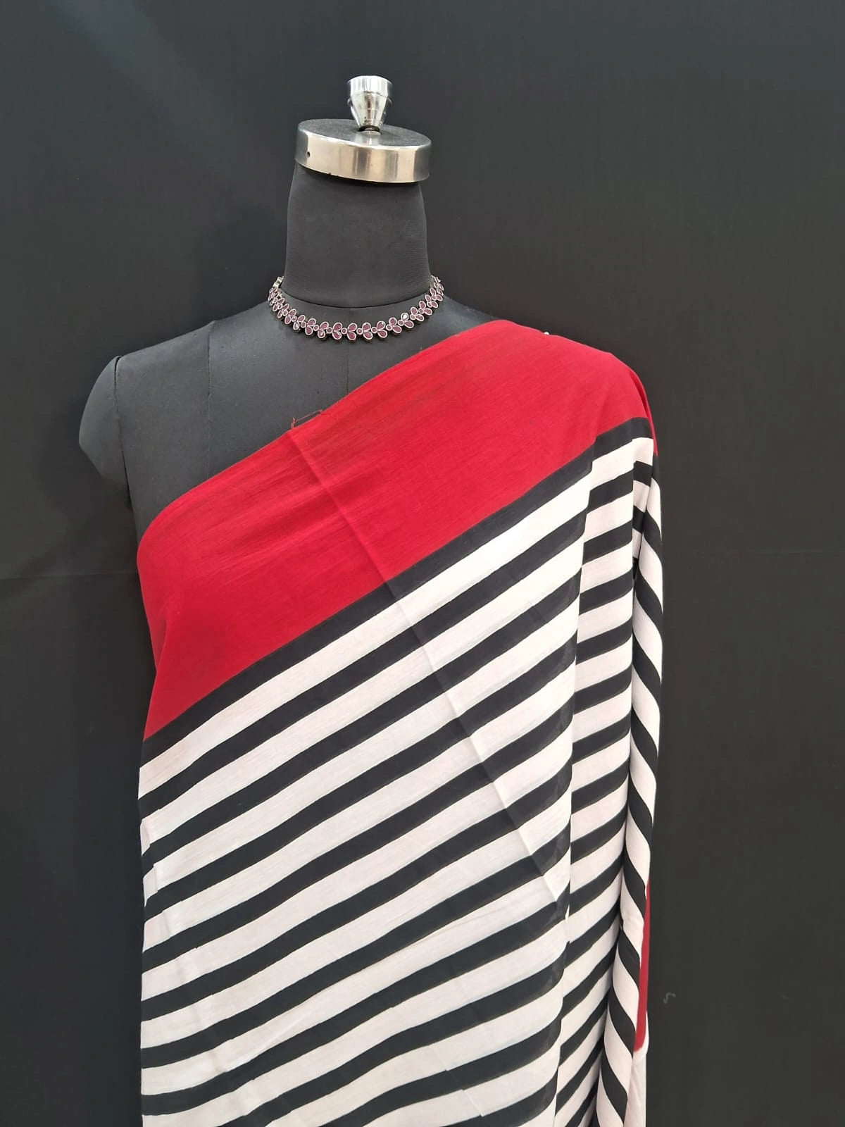 Red, Whitek Mulmul Cotton 