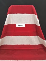 Red, Whitek Mulmul Cotton Saree pallu