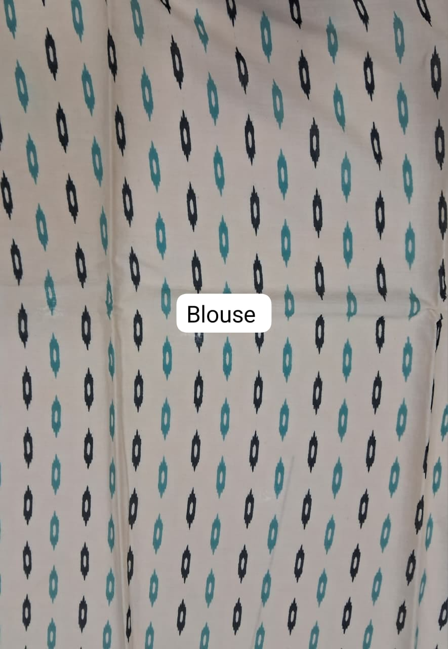 Indigo Blue Mulmul Cotton Saree blouse