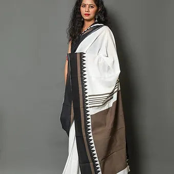 Pure White Mulmul Cotton Saree