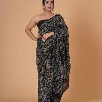 Black Mulmul Cotton Saree