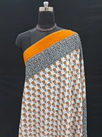 Elegant White & Black Mulmul Cotton