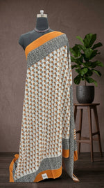 Elegant White & Black Mulmul Cotton Saree