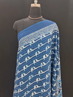 Indigo Blue printed Mulmul Cotton