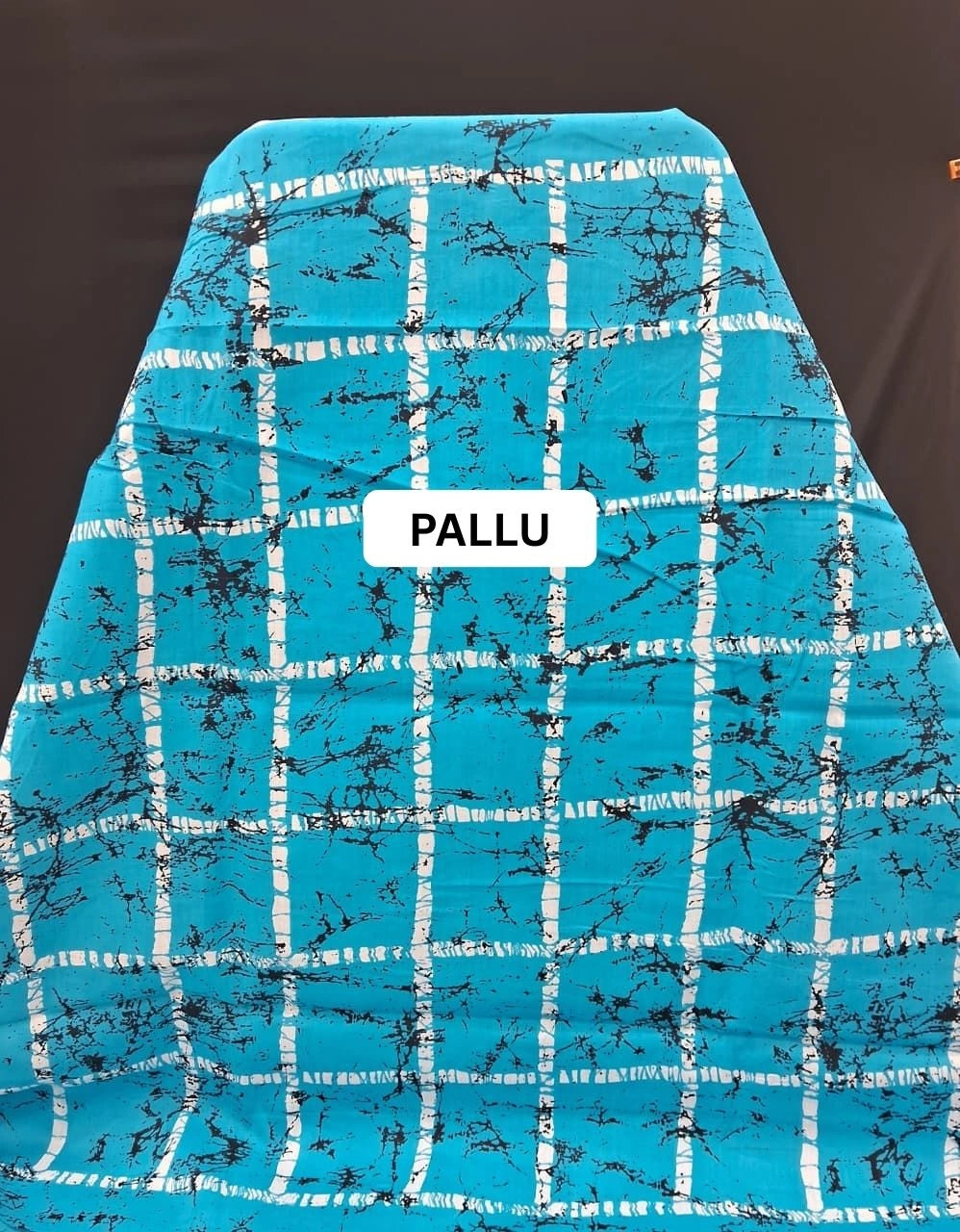 White and black shibori printed mulmul cotton Saree pallu