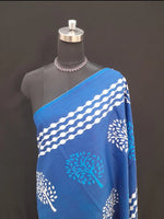 Graceful Indigo Blue Mulmul cotton saree 1