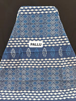 Graceful Indigo Blue Mulmul cotton Saree pallu