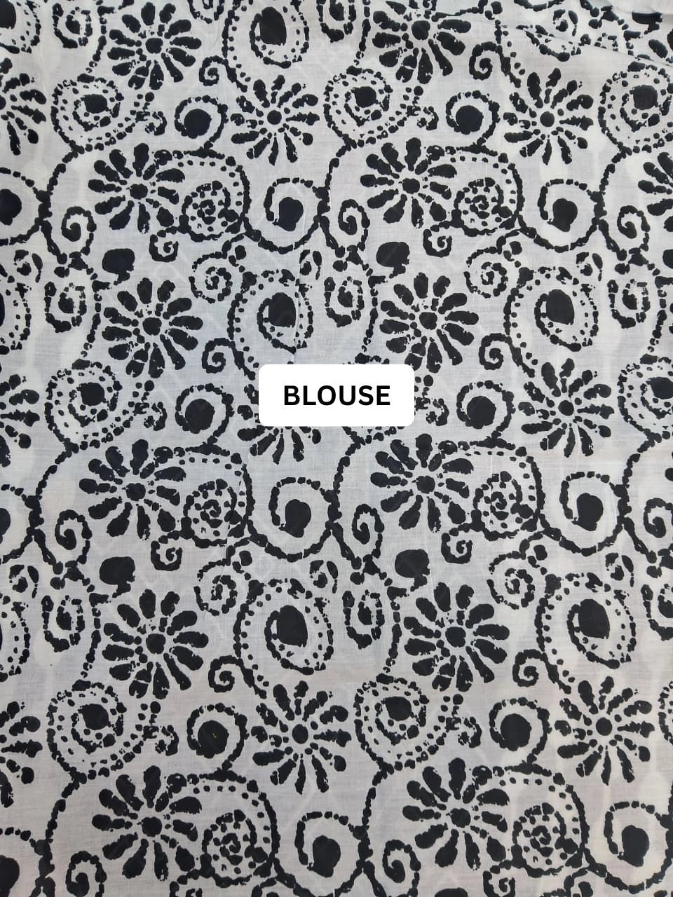 Graceful Indigo Blue Mulmul cotton Saree blouse