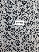 Graceful Indigo Blue Mulmul cotton Saree blouse