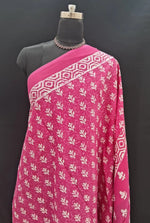 Rose Pink & White Handblock Printed Mulmul Cotton