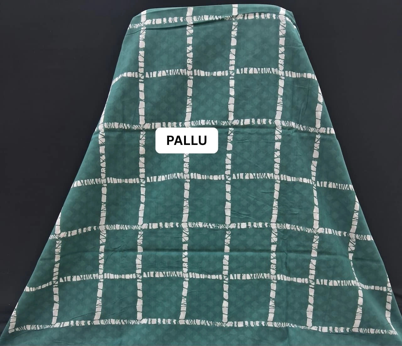 Teal Blue Mulmul Cotton Saree pallu