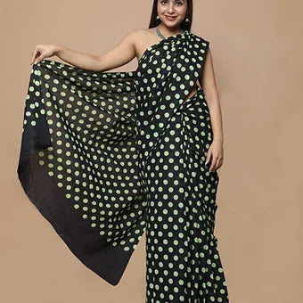 Black Mulmul Cotton Saree