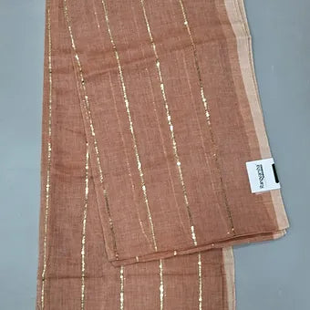 Taupe Brown Mulmul Cotton Saree