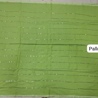 Pista Green Mulmul Cotton Saree  pallu