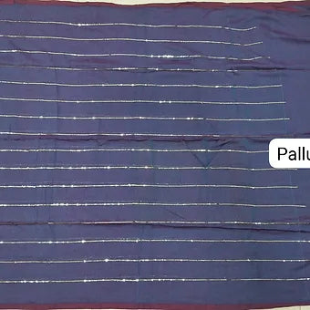 Dual tone blue Mulmul Cotton Saree pallu