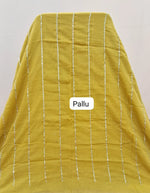 Mango Yellow sequence Mulmul Cotton Saree Pallu