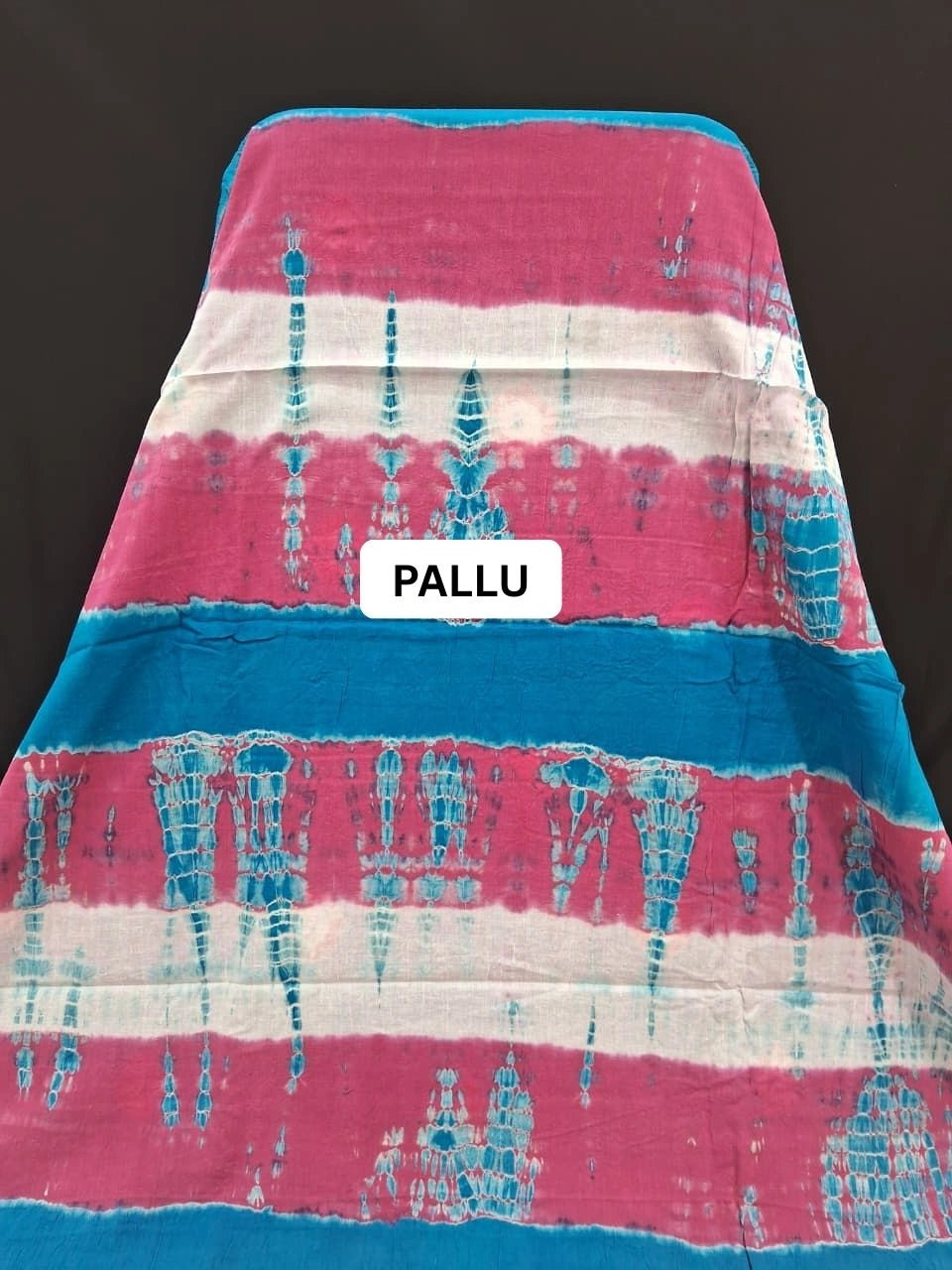 Vibrant Caribbean Blue Mulmul Cotton Saree pallu