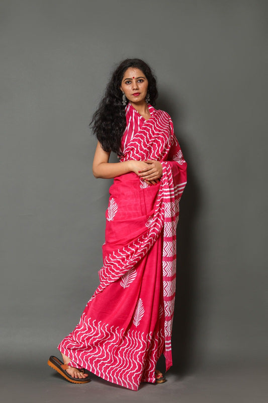 Sorbet Pink Mulmul Cotton Saree