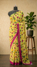 Yellow Mul Mul Cotton saree