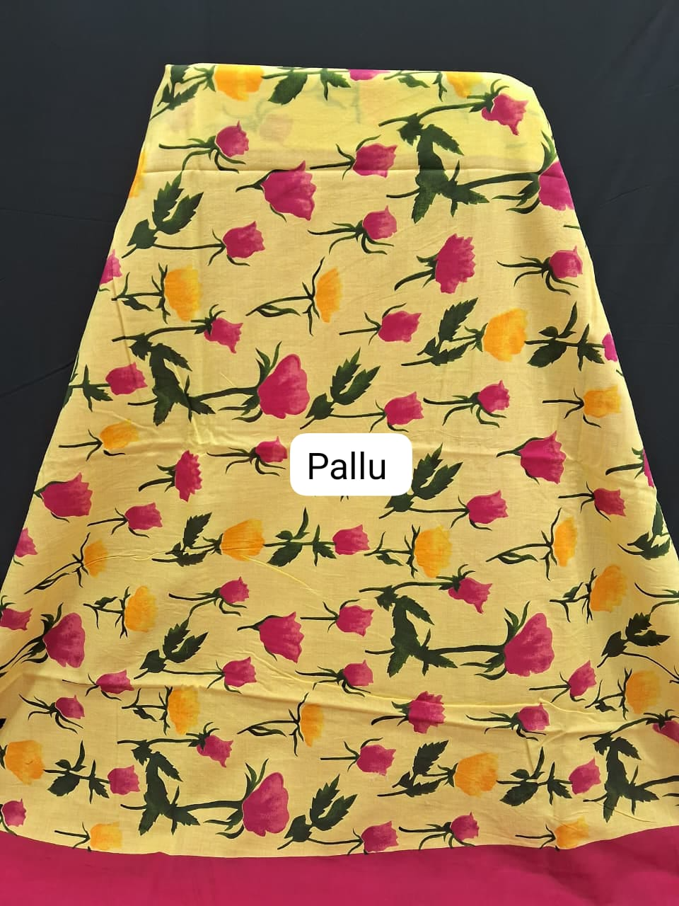 Yellow Mul Mul Cotton saree pallu