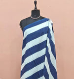 Elegant Light Blue Mulmul Cotton Saree 1