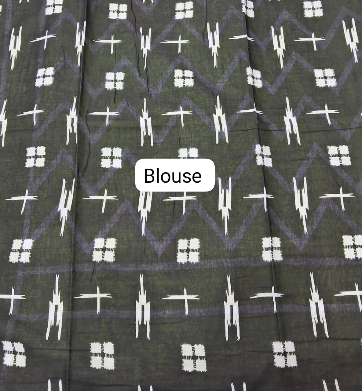 Black Mulmul Cotton Saree with white waves body Blouse