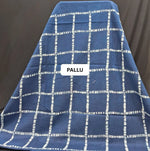 Denim blue  mulmul cotton saree pallu