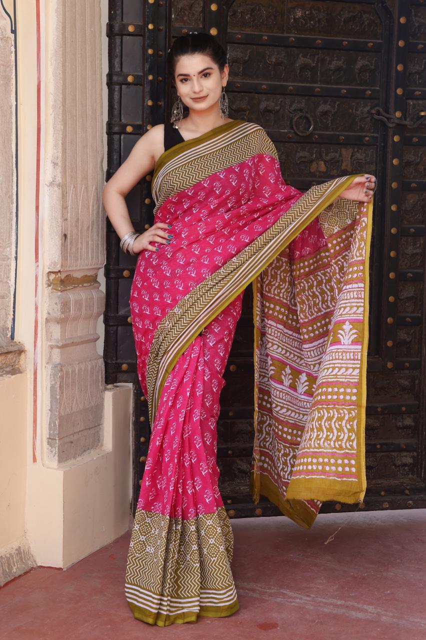 Sorbet Pink Mulmul Cotton Saree