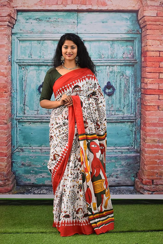 White Mulmul Cotton Saree