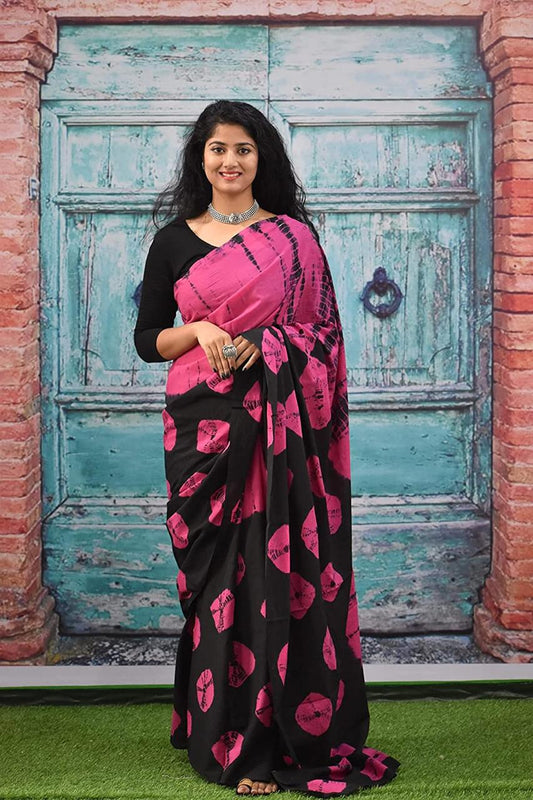 Black Mulmul Cotton Saree